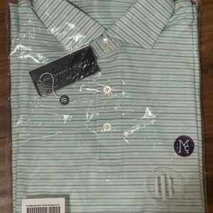 Holderness & Bourne Golf Polo: The Bentley Shirt: Color: White & Seashore